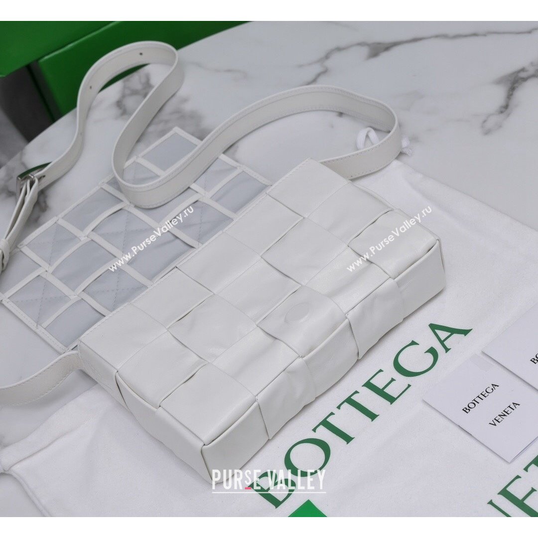 Bottega Veneta Cassette Small Crossbody Bag in Wax Maxi Calfskin White 2021 (MS-21091106)
