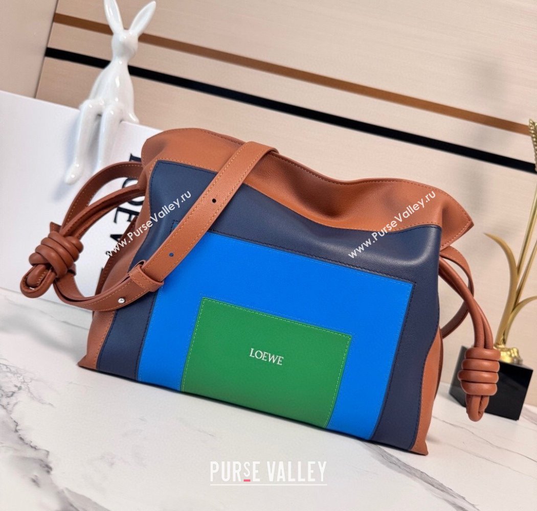 Loewe x Albers Medium Flamenco clutch in nappa calfskin Caramel Brown/Bright Green2025 262587 (nana-250925003)