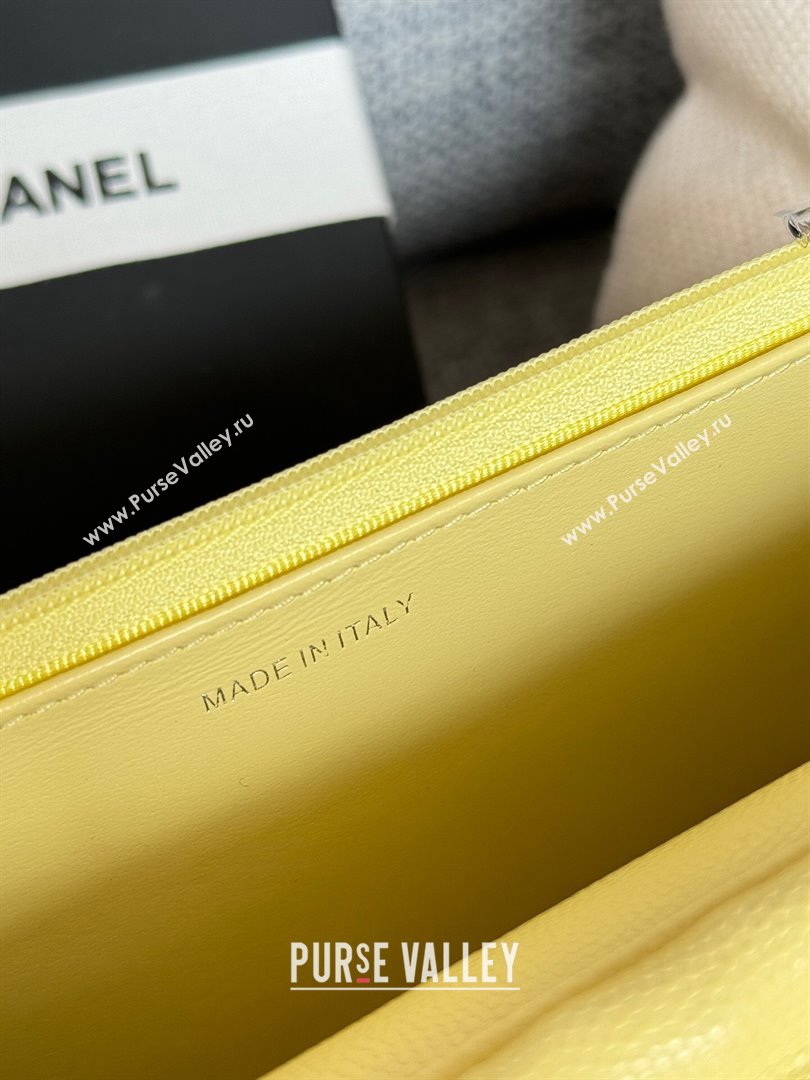 Chanel Grained Calfskin Classic Wallet on Chain WOC Silver/Yellow 2024 (MHUI-241508)