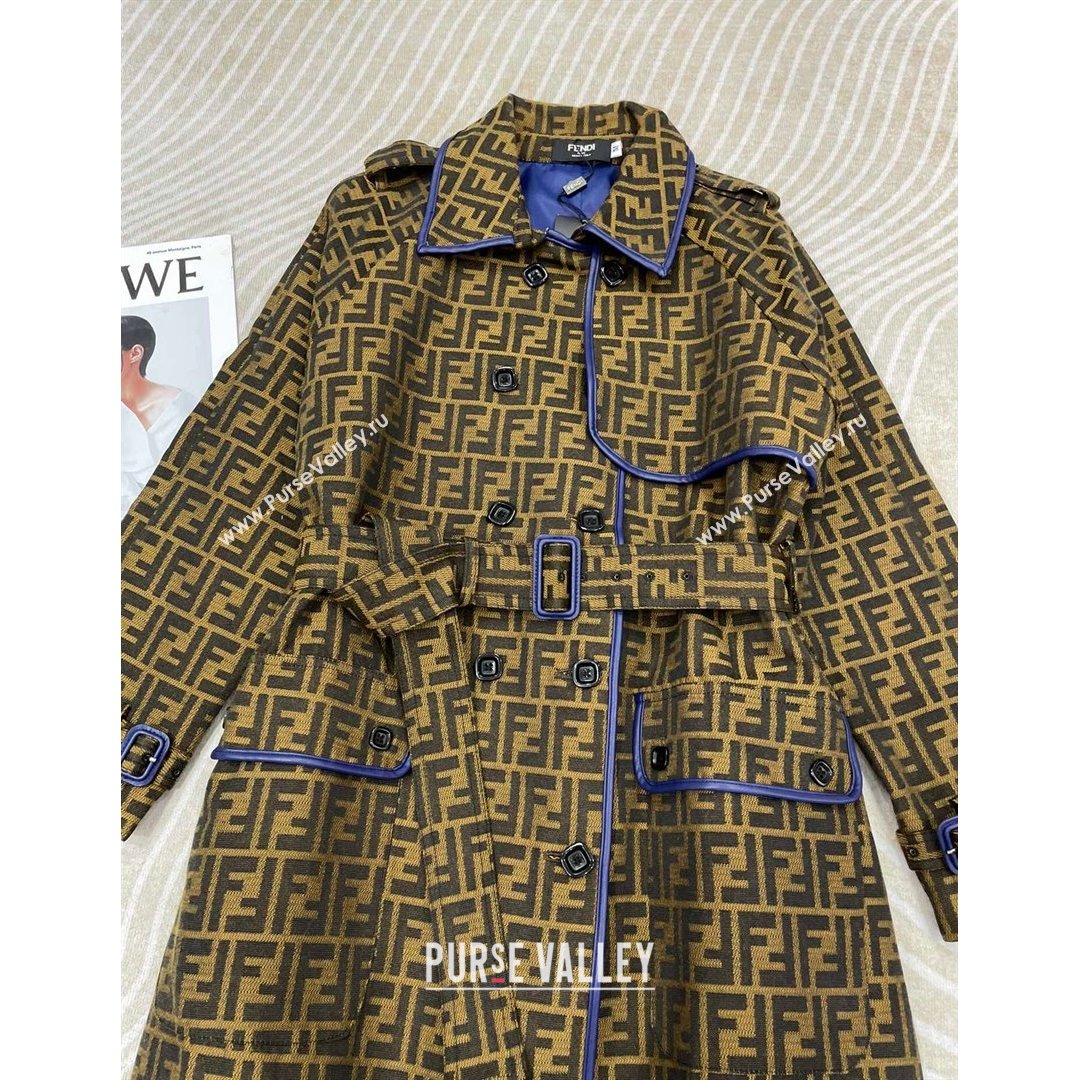 Fendi FF Fabric Long Coat FC148 Brown 2021 (Q-210914064)