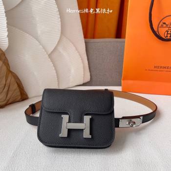 Hermes Kelly Belt Bag in Epsom Calfskin Black/Silver 2024 (YANG-24061902)