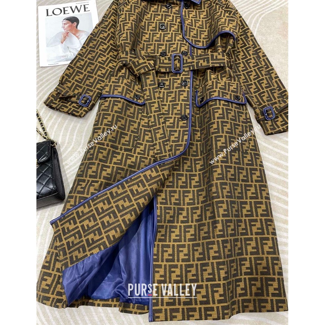 Fendi FF Fabric Long Coat FC148 Brown 2021 (Q-210914064)