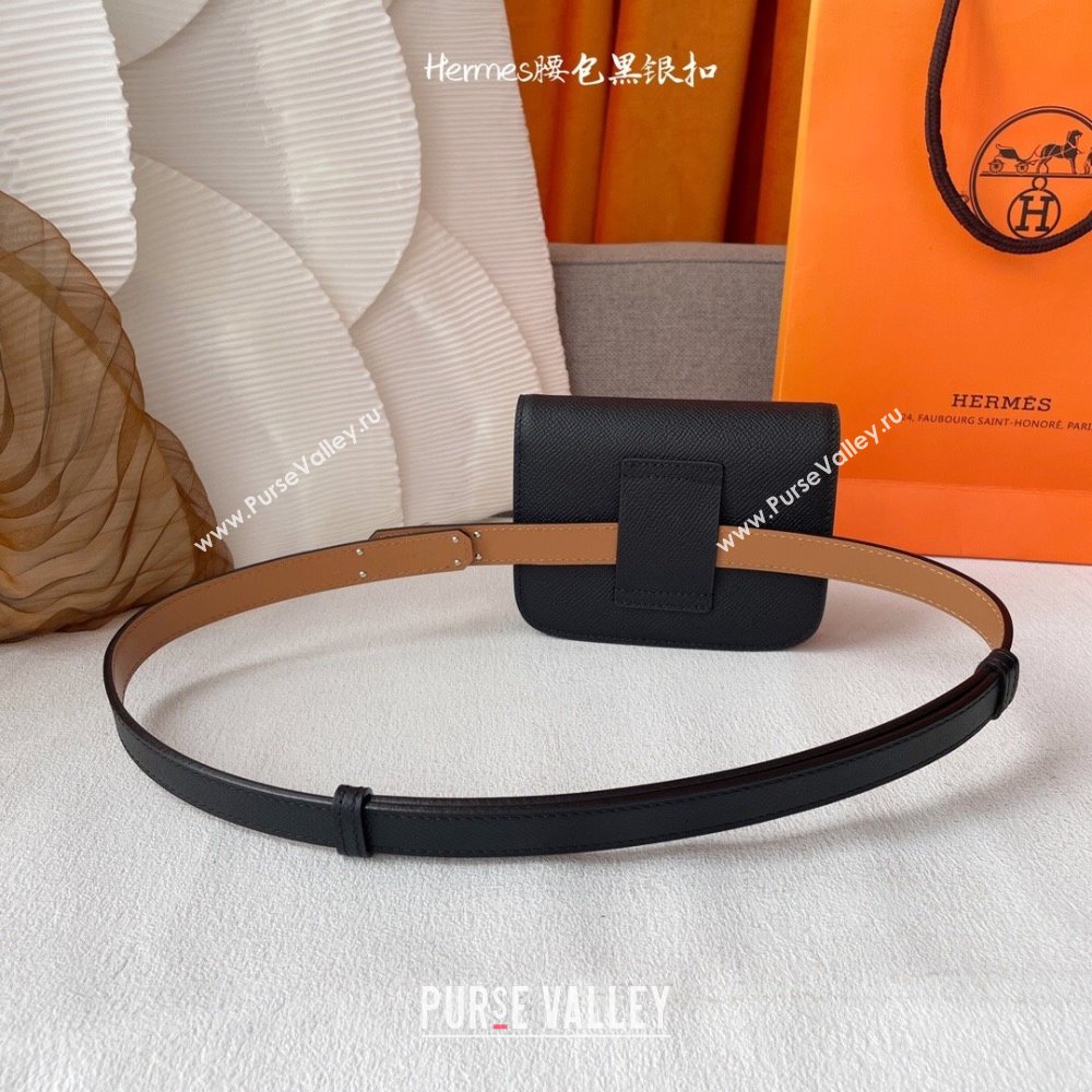 Hermes Kelly Belt Bag in Epsom Calfskin Black/Silver 2024 (YANG-24061902)