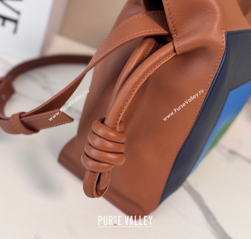 Loewe x Albers Medium Flamenco clutch in nappa calfskin Caramel Brown/Bright Green2025 262587 (nana-250925003)