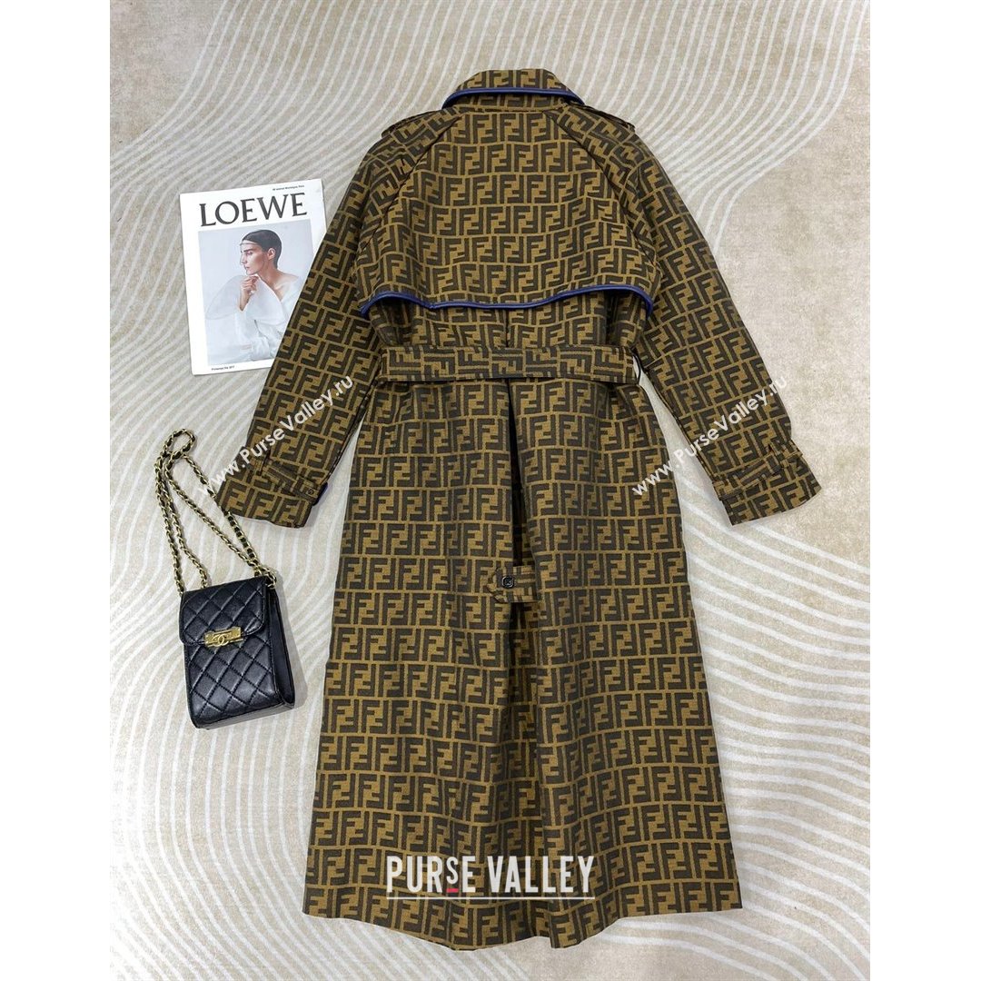 Fendi FF Fabric Long Coat FC148 Brown 2021 (Q-210914064)