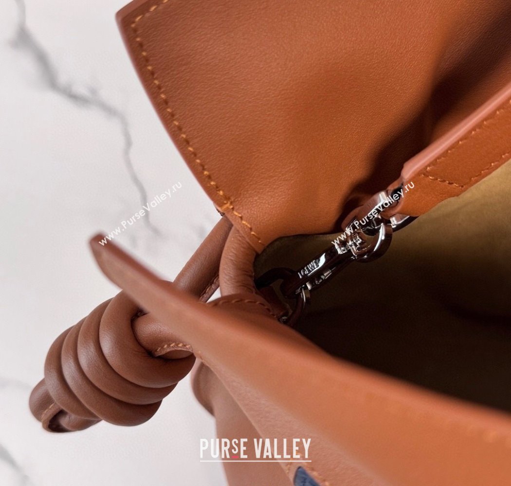 Loewe x Albers Medium Flamenco clutch in nappa calfskin Caramel Brown/Bright Green2025 262587 (nana-250925003)