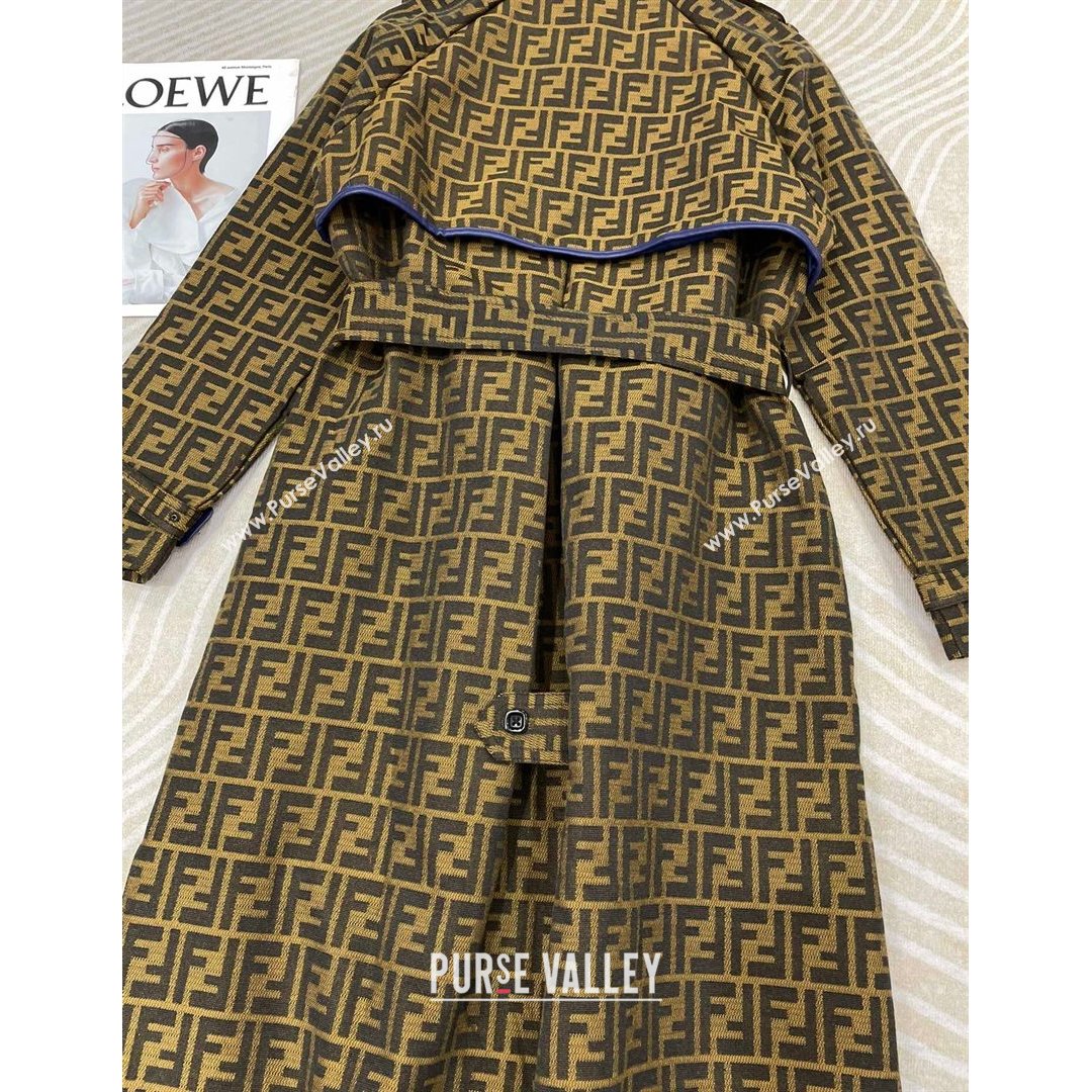 Fendi FF Fabric Long Coat FC148 Brown 2021 (Q-210914064)