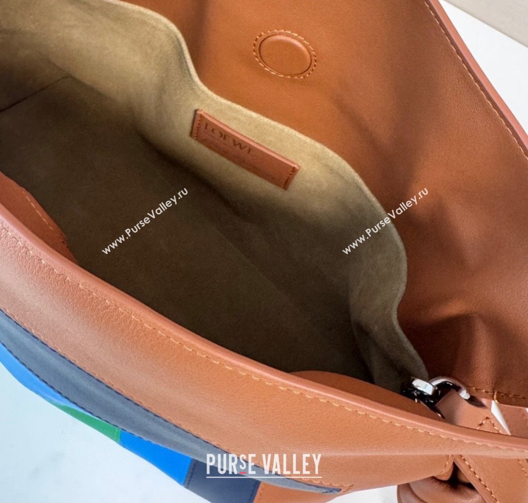 Loewe x Albers Medium Flamenco clutch in nappa calfskin Caramel Brown/Bright Green2025 262587 (nana-250925003)