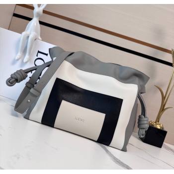 Loewe x Albers Medium Flamenco clutch in nappa calfskin Grey/White 2025 262587 (nana-250925004)