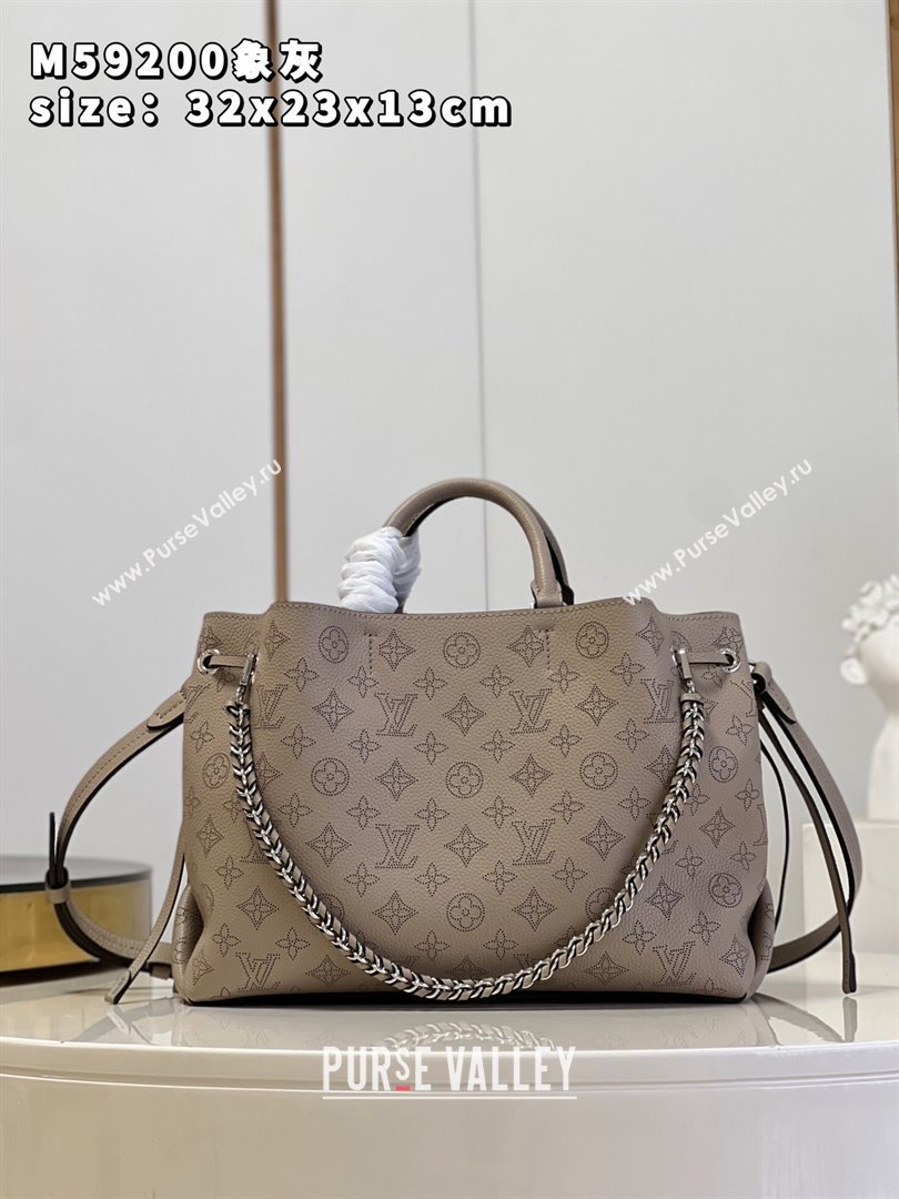 Louis Vuitton Bella Tote Bag in Mahina Perforated Calfskin M59200 Grey 2024 (JUAN-24082120)