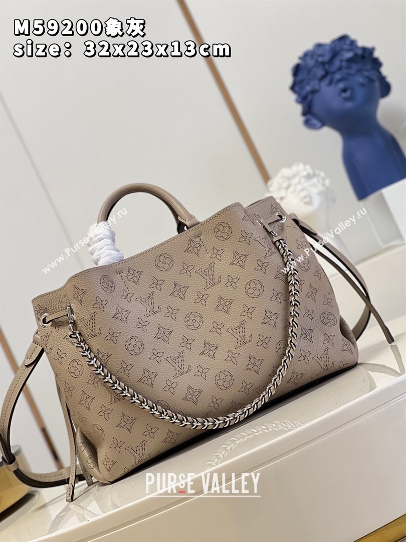 Louis Vuitton Bella Tote Bag in Mahina Perforated Calfskin M59200 Grey 2024 (JUAN-24082120)