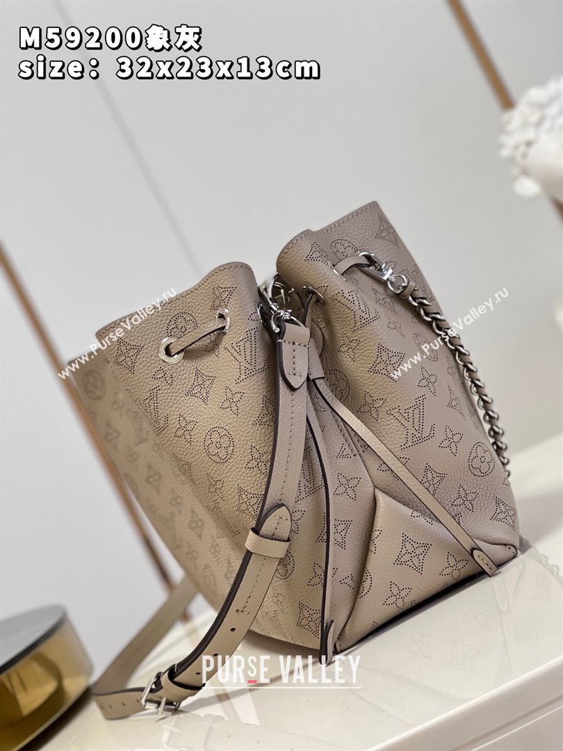 Louis Vuitton Bella Tote Bag in Mahina Perforated Calfskin M59200 Grey 2024 (JUAN-24082120)