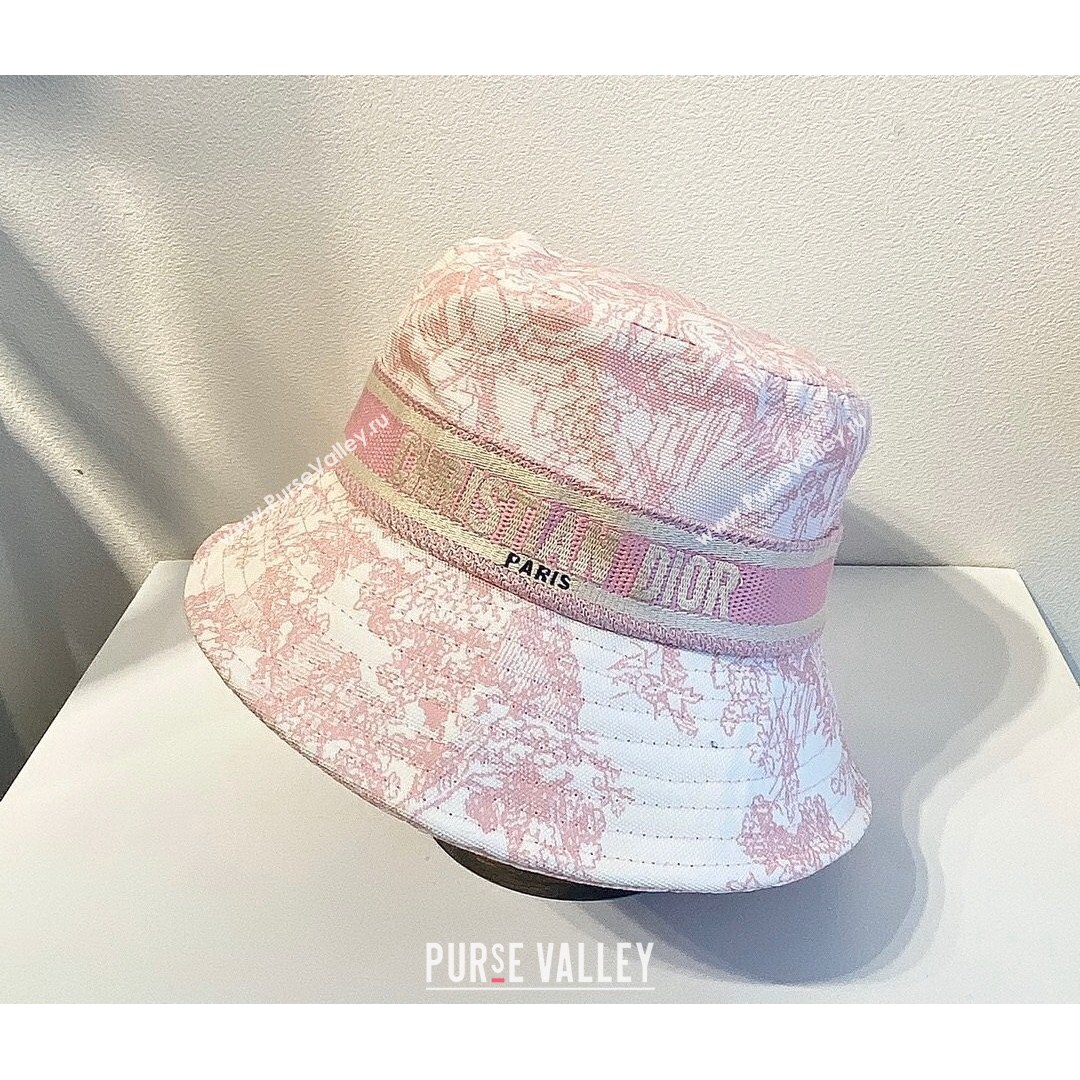 Dior Bucket Hat in Toile de Jouy Reverse Embroidered Cotton Pink 2021 (MAO-21081904)