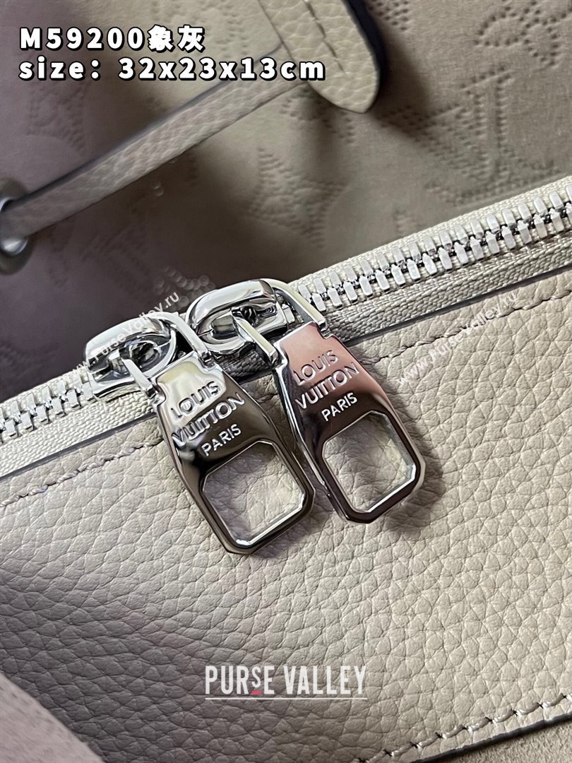 Louis Vuitton Bella Tote Bag in Mahina Perforated Calfskin M59200 Grey 2024 (JUAN-24082120)