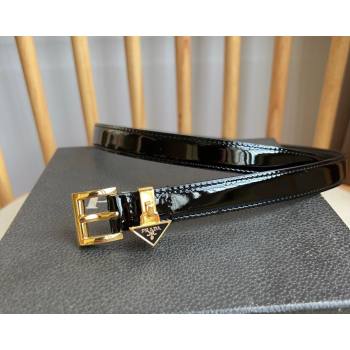 Prada Belt 1.5cm in Patent Calfskin Black/Gold 2024 (YANG-24061913)