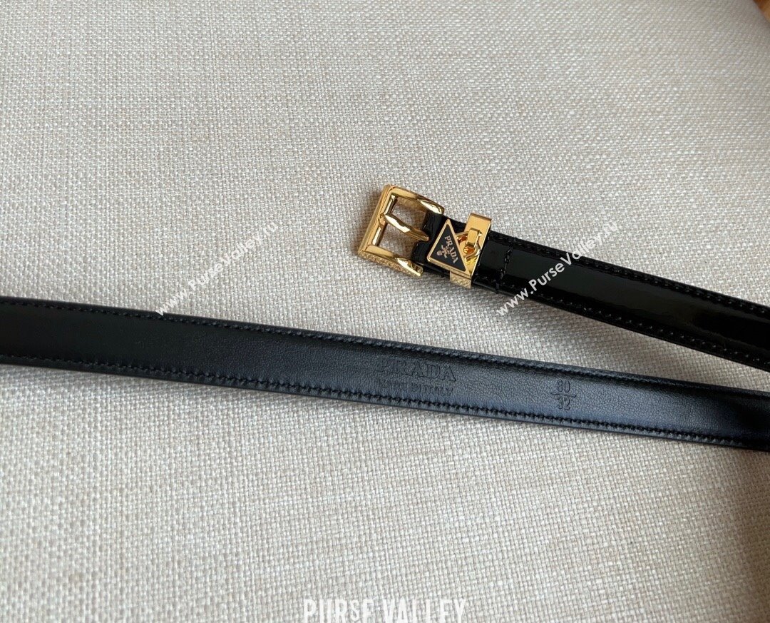 Prada Belt 1.5cm in Patent Calfskin Black/Gold 2024 (YANG-24061913)