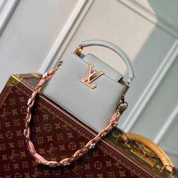Louis Vuitton Capucines Mini Bag in Taurillon Leather M23363 Ice Grey 2024 (K-24030407)
