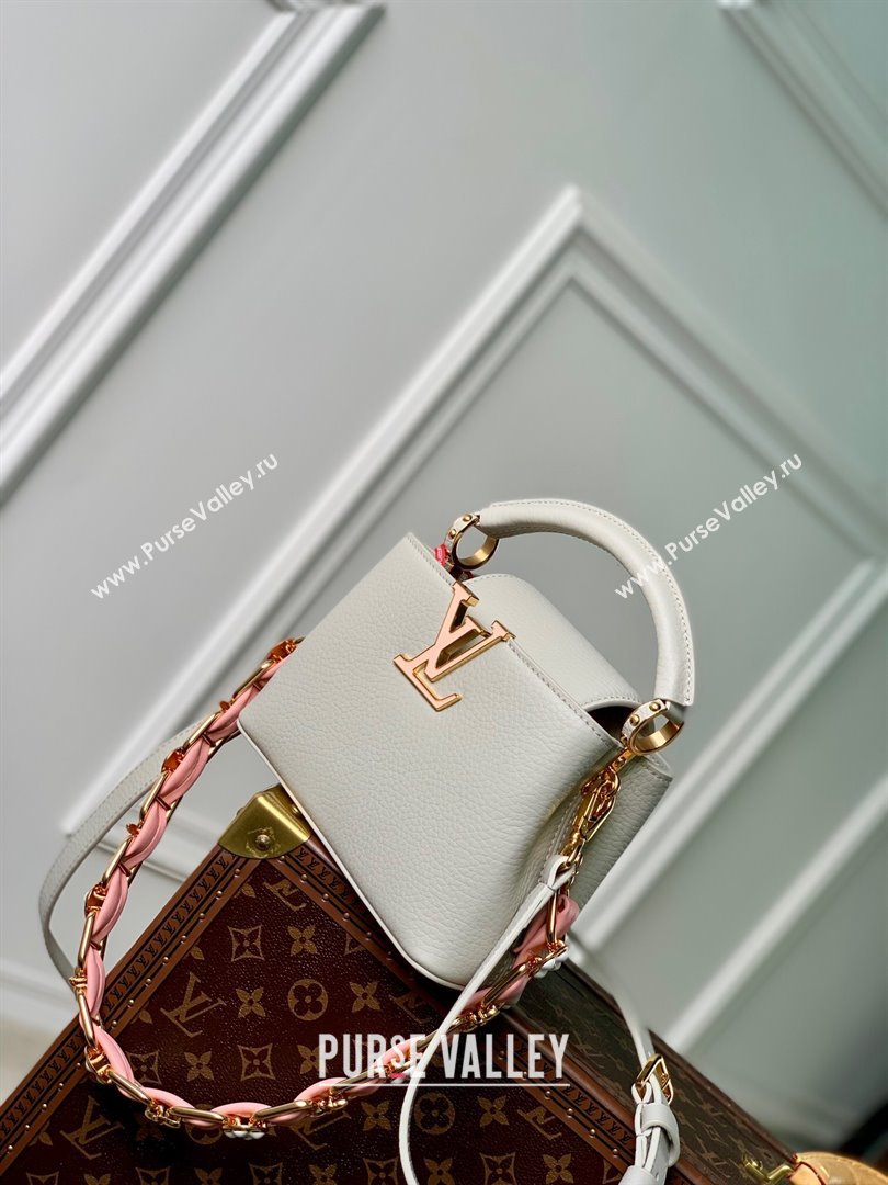 Louis Vuitton Capucines Mini Bag in Taurillon Leather M23363 Ice Grey 2024 (K-24030407)