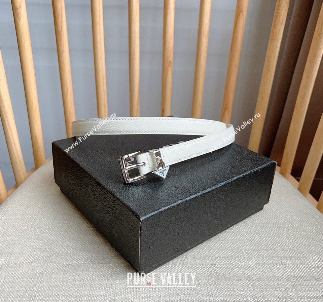 Prada Saffiano Leather Belt 1.5cm White/Silver 2024 (YANG-24061915)