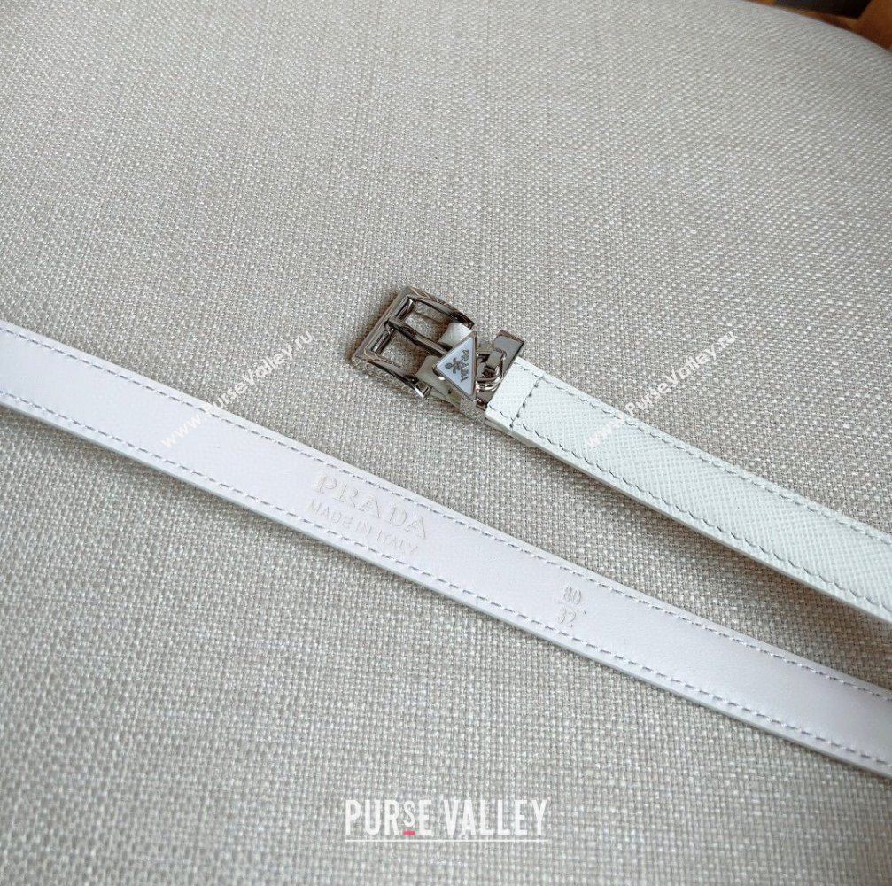 Prada Saffiano Leather Belt 1.5cm White/Silver 2024 (YANG-24061915)