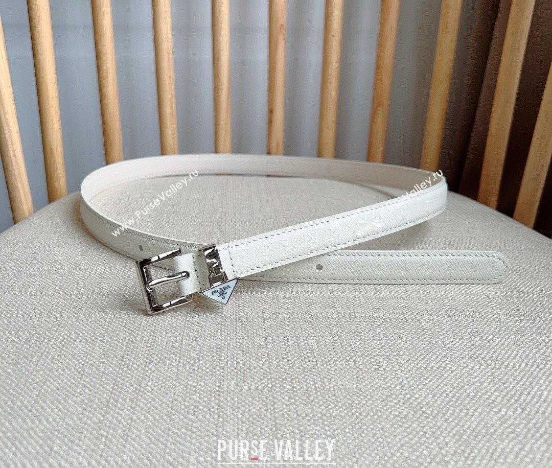 Prada Saffiano Leather Belt 1.5cm White/Silver 2024 (YANG-24061915)