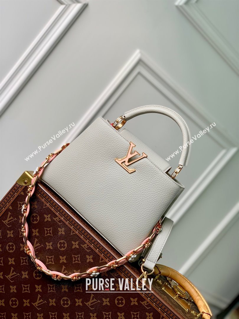 Louis Vuitton Capucines BB Bag in Taurillon Leather M23280 Ice Grey 2024 (K-24030408)