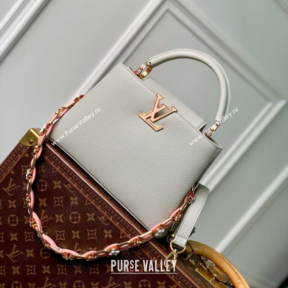 Louis Vuitton Capucines BB Bag in Taurillon Leather M23280 Ice Grey 2024 (K-24030408)