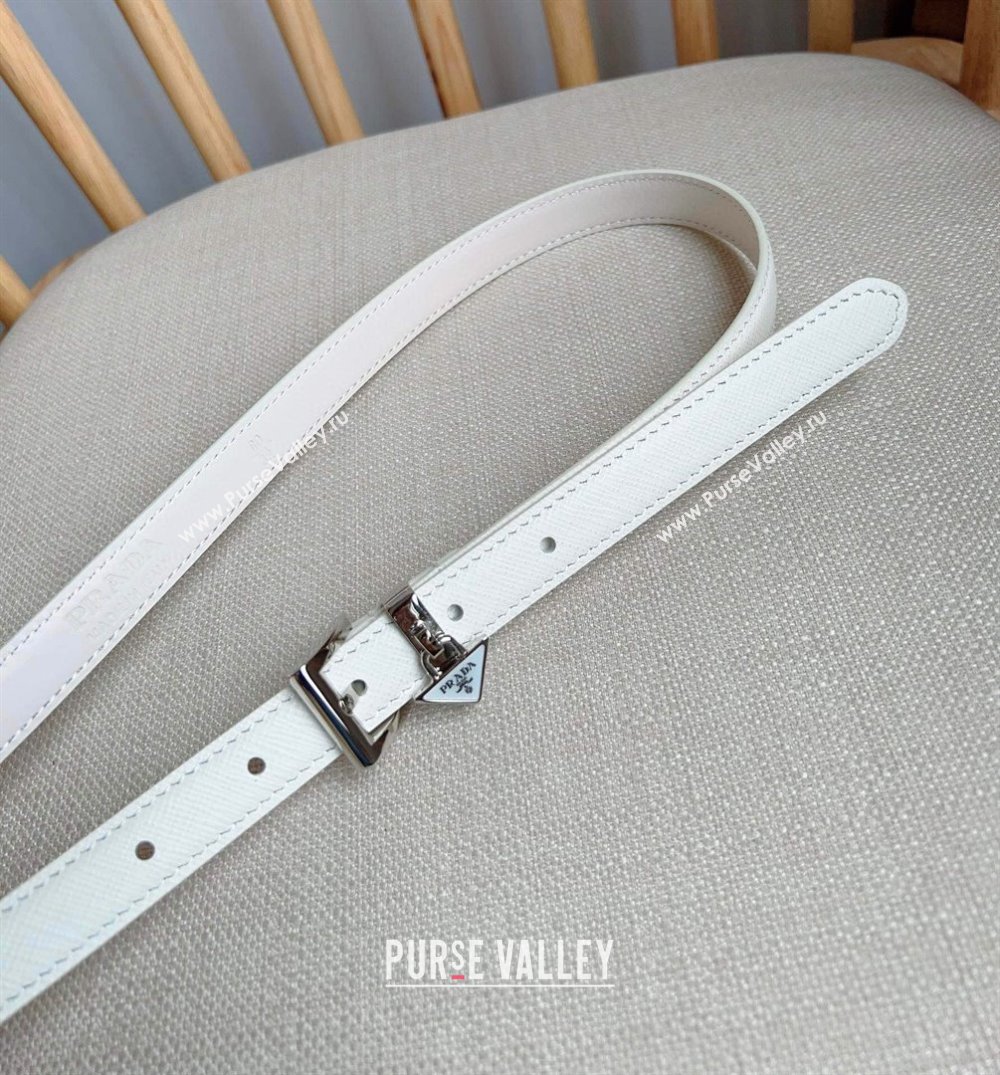 Prada Saffiano Leather Belt 1.5cm White/Silver 2024 (YANG-24061915)