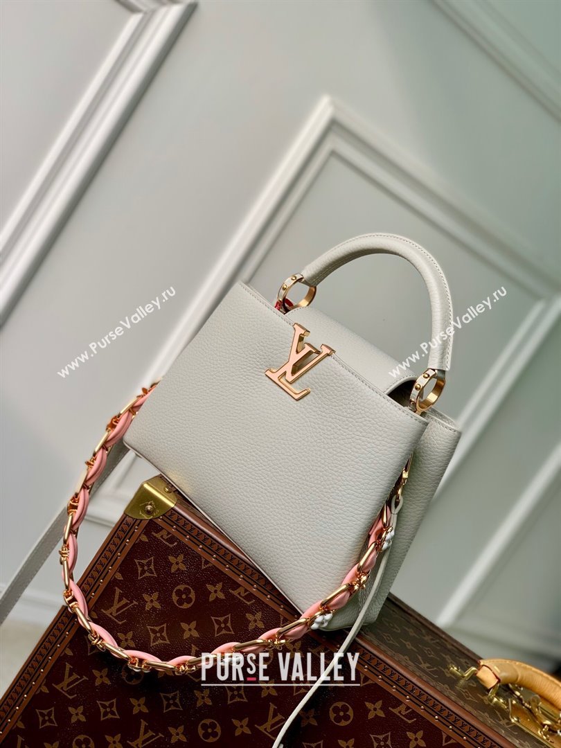 Louis Vuitton Capucines BB Bag in Taurillon Leather M23280 Ice Grey 2024 (K-24030408)
