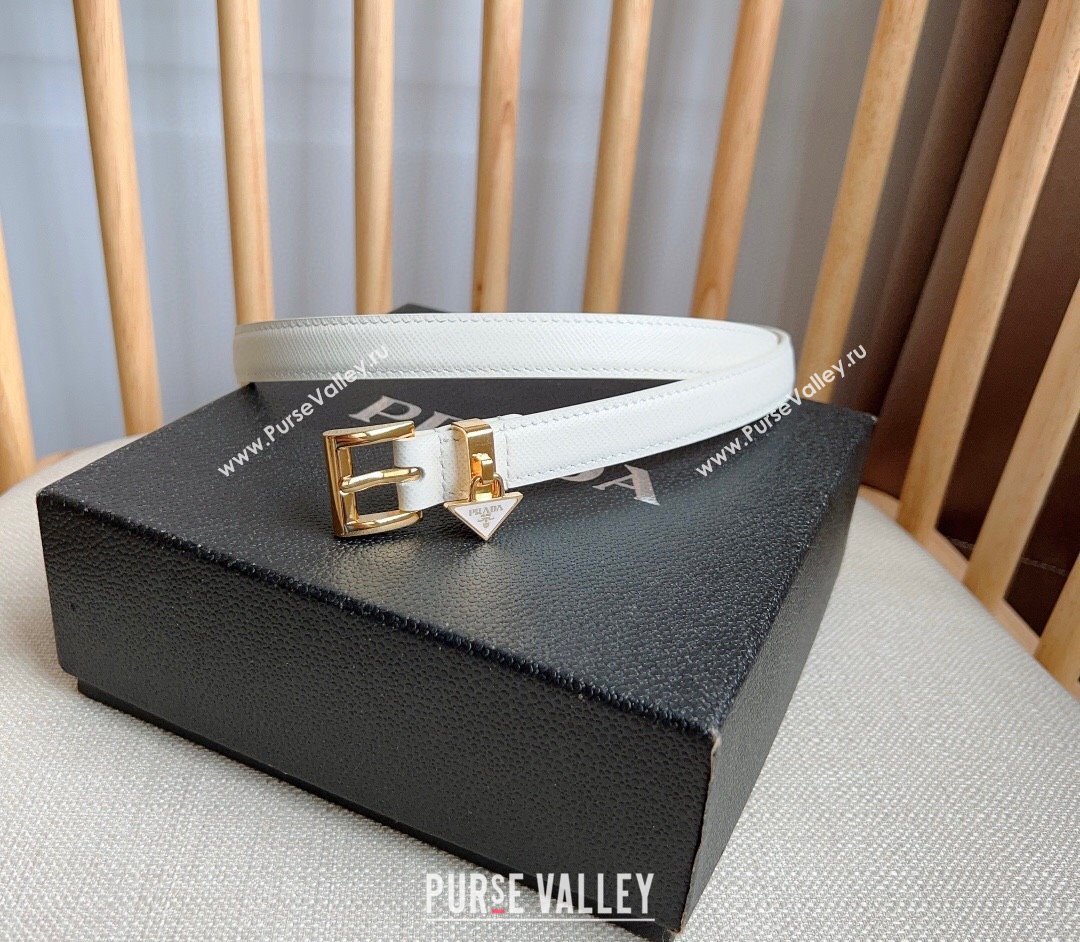 Prada Saffiano Leather Belt 1.5cm White/Gold 2024 (YANG-24061916)