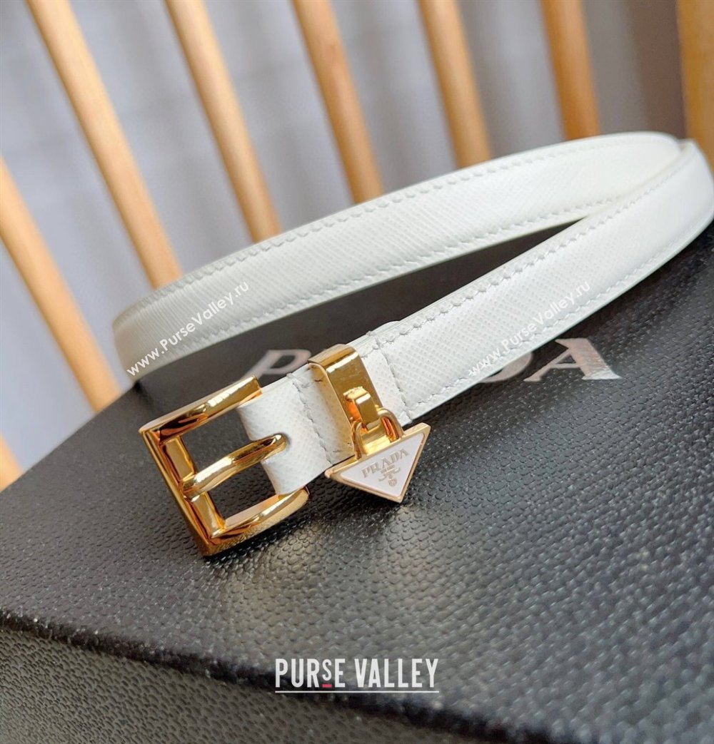 Prada Saffiano Leather Belt 1.5cm White/Gold 2024 (YANG-24061916)