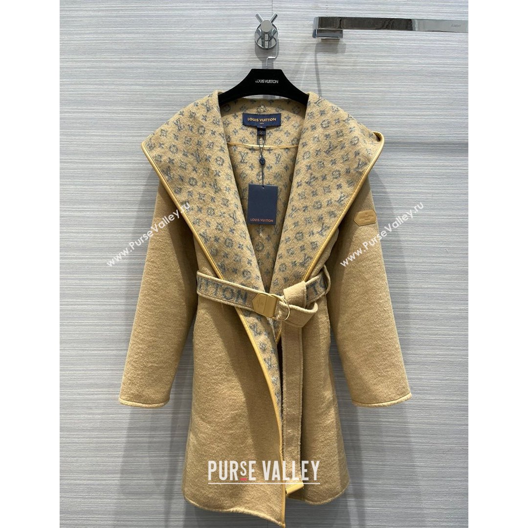 Louis Vuitton BELTED DOUBLE FACE HOODED WRAP COAT Brown 2021 (Q-210915054)