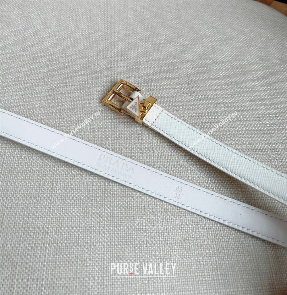 Prada Saffiano Leather Belt 1.5cm White/Gold 2024 (YANG-24061916)