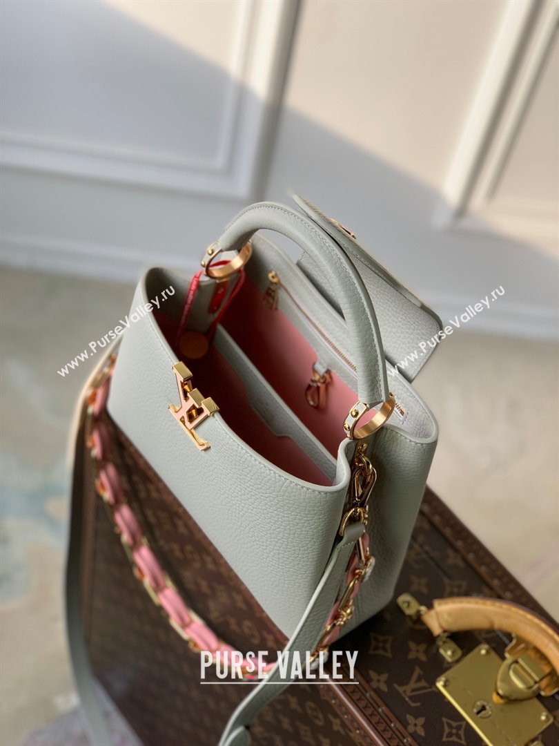 Louis Vuitton Capucines BB Bag in Taurillon Leather M23280 Ice Grey 2024 (K-24030408)