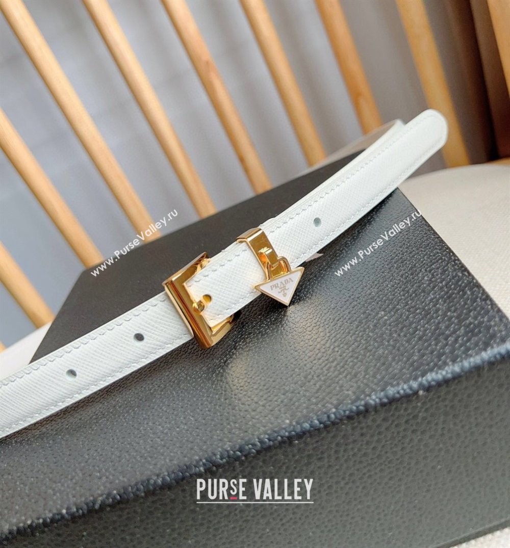 Prada Saffiano Leather Belt 1.5cm White/Gold 2024 (YANG-24061916)