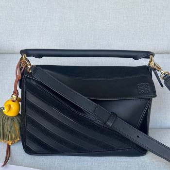 Loewe Small Puzzle bag in classic calfskin and suede Black 2025 (No Charm) (YS-250925005)