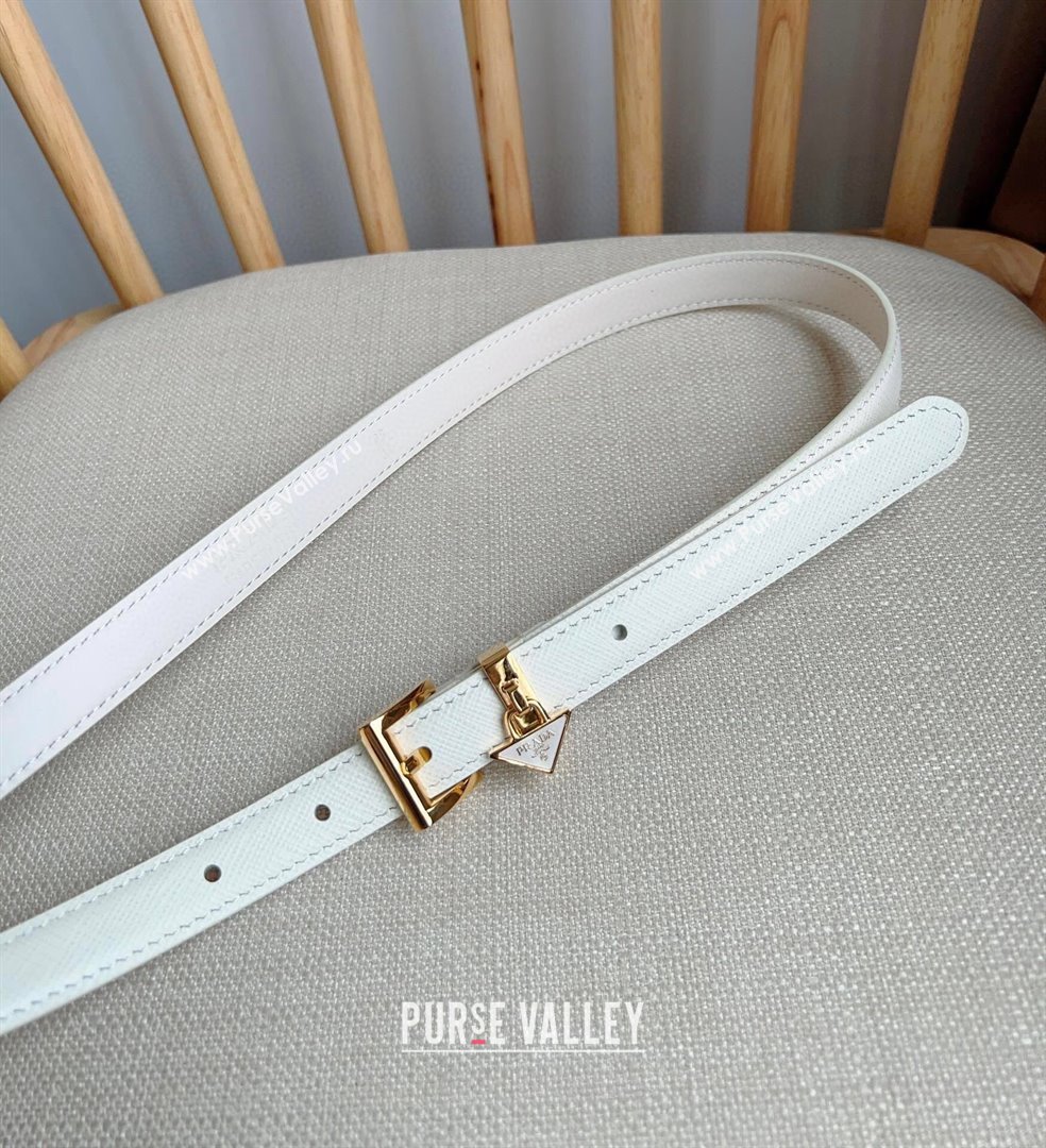 Prada Saffiano Leather Belt 1.5cm White/Gold 2024 (YANG-24061916)