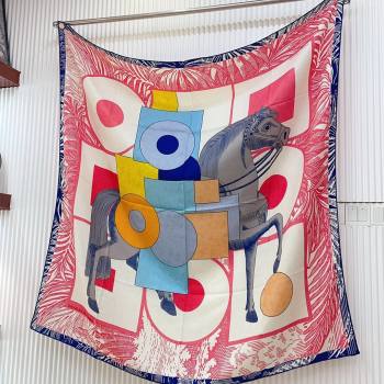 Hermes Cashmere Silk Sqaure Shawl Scarf 140cm H8622 Blue/Pink 2024 (A-24080622)