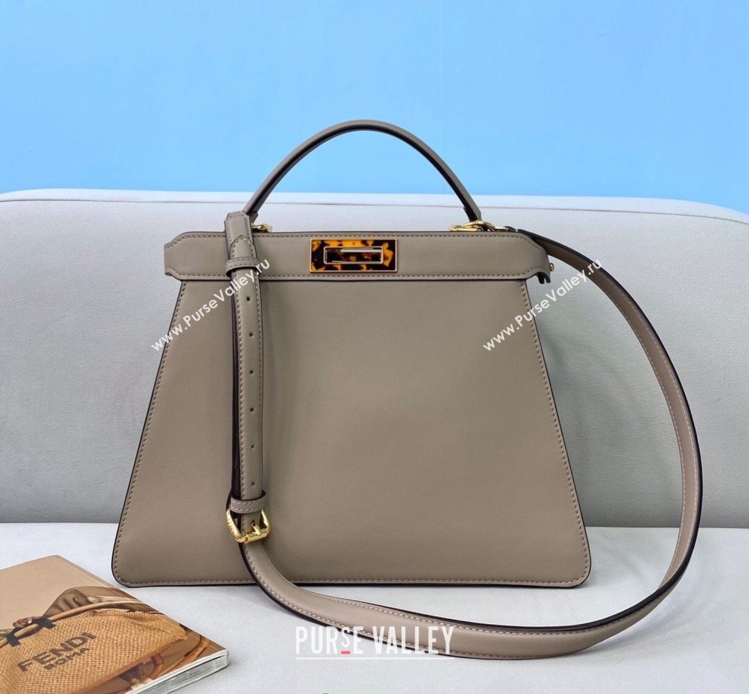 Fendi Medium Peekaboo ISeeU Bag with Tortoiseshell Detail Dove Grey 2021 70193 (CL-21120304)
