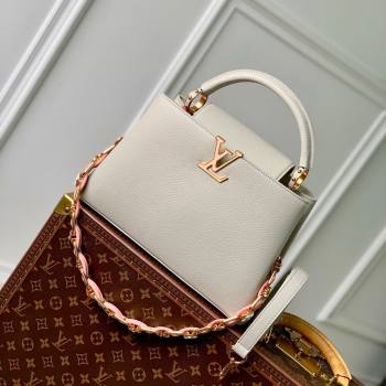 Louis Vuitton Capucines MM Bag in Taurillon Leather M23199 Ice Grey 2024 (K-24030409)