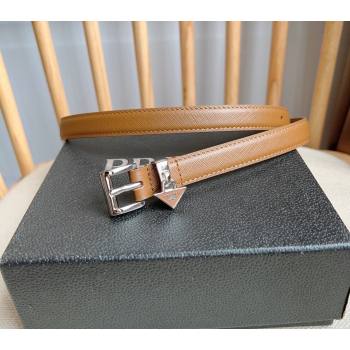 Prada Saffiano Leather Belt 1.5cm Brown/Silver 2024 (YANG-24061917)