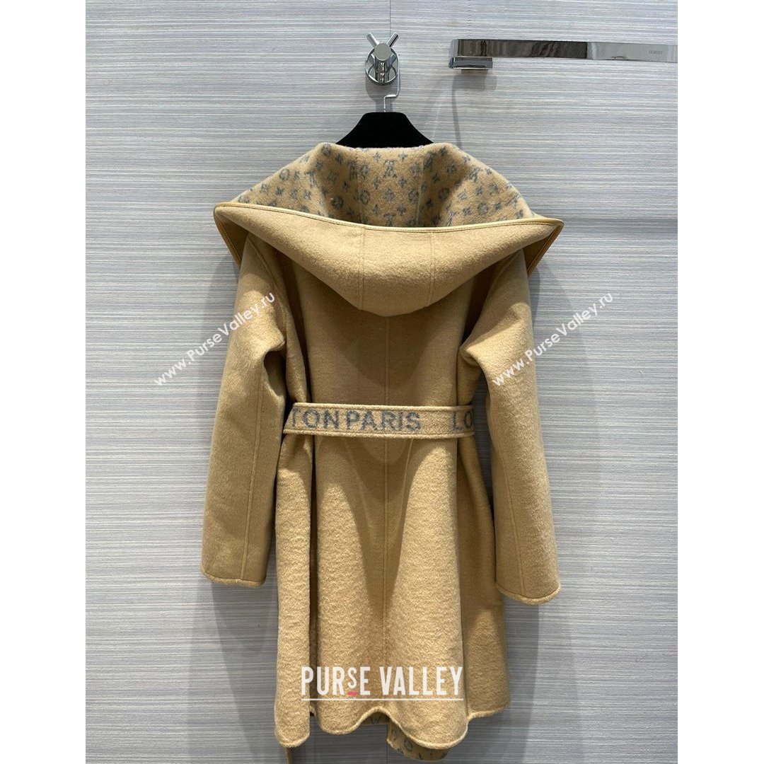 Louis Vuitton BELTED DOUBLE FACE HOODED WRAP COAT Brown 2021 (Q-210915054)