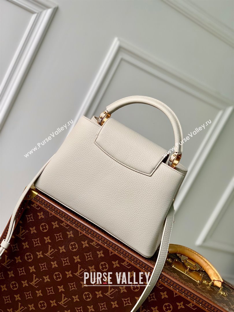 Louis Vuitton Capucines MM Bag in Taurillon Leather M23199 Ice Grey 2024 (K-24030409)