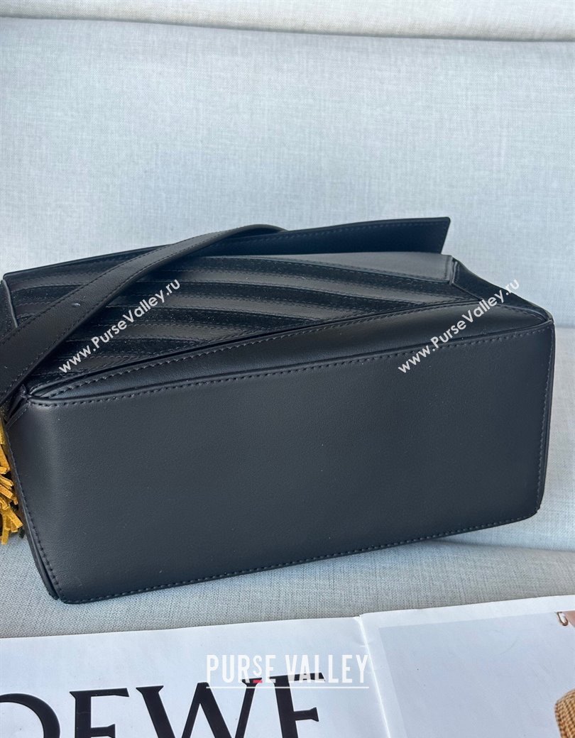 Loewe Small Puzzle bag in classic calfskin and suede Black 2025 (No Charm) (YS-250925005)
