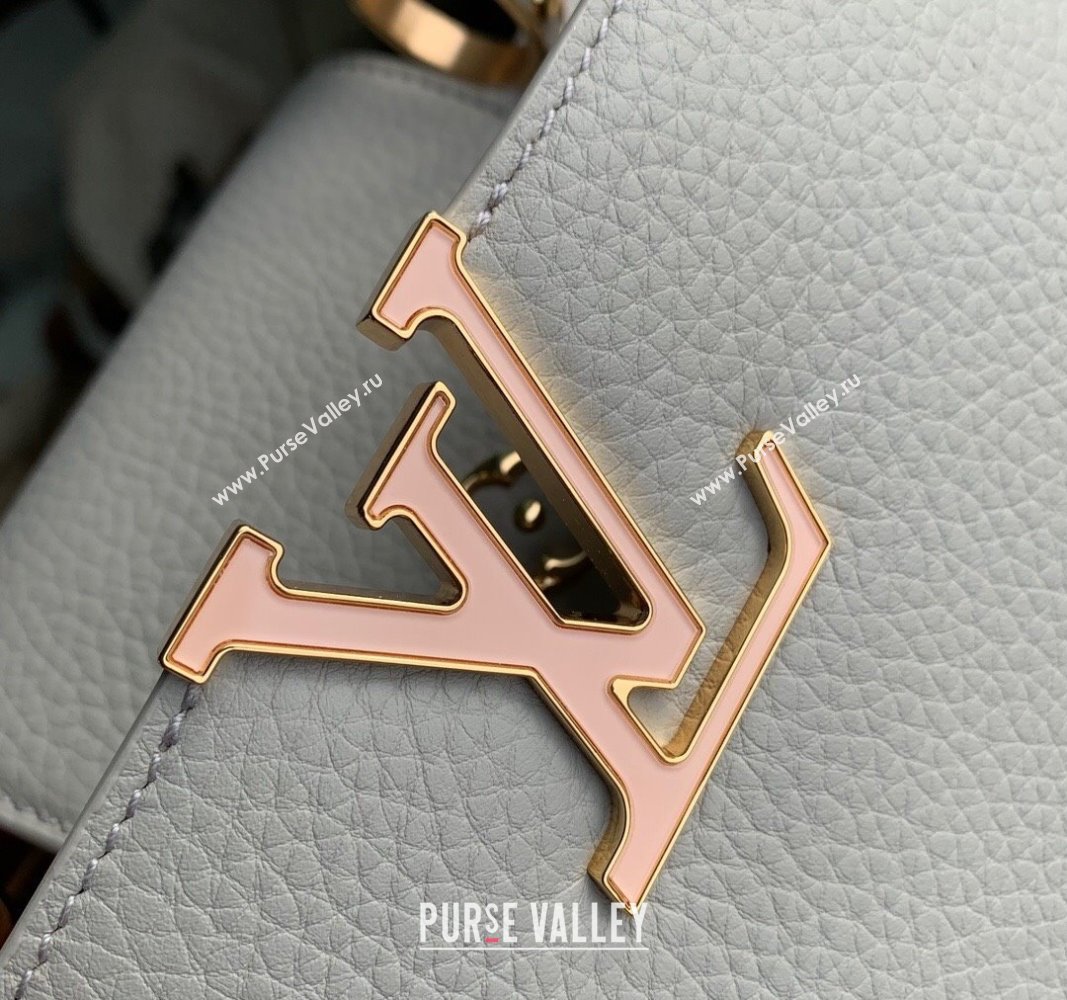 Louis Vuitton Capucines MM Bag in Taurillon Leather M23199 Ice Grey 2024 (K-24030409)