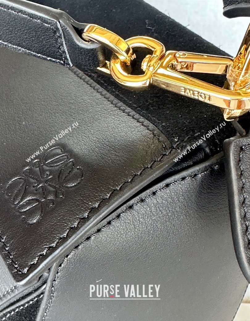 Loewe Small Puzzle bag in classic calfskin and suede Black 2025 (No Charm) (YS-250925005)