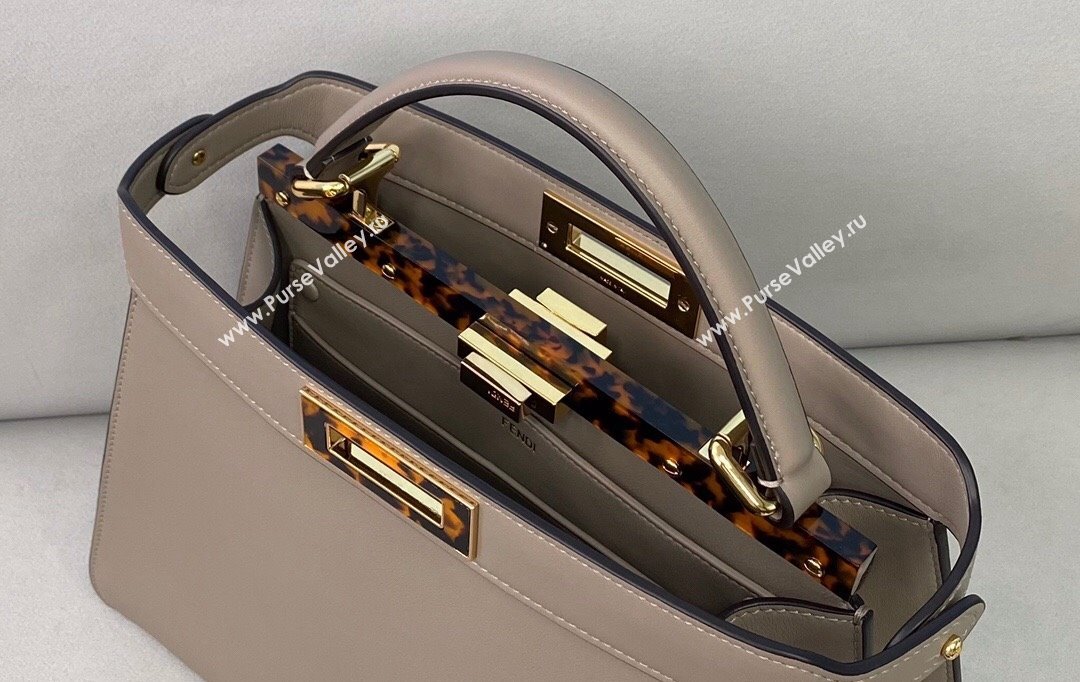 Fendi Medium Peekaboo ISeeU Bag with Tortoiseshell Detail Dove Grey 2021 70193 (CL-21120304)