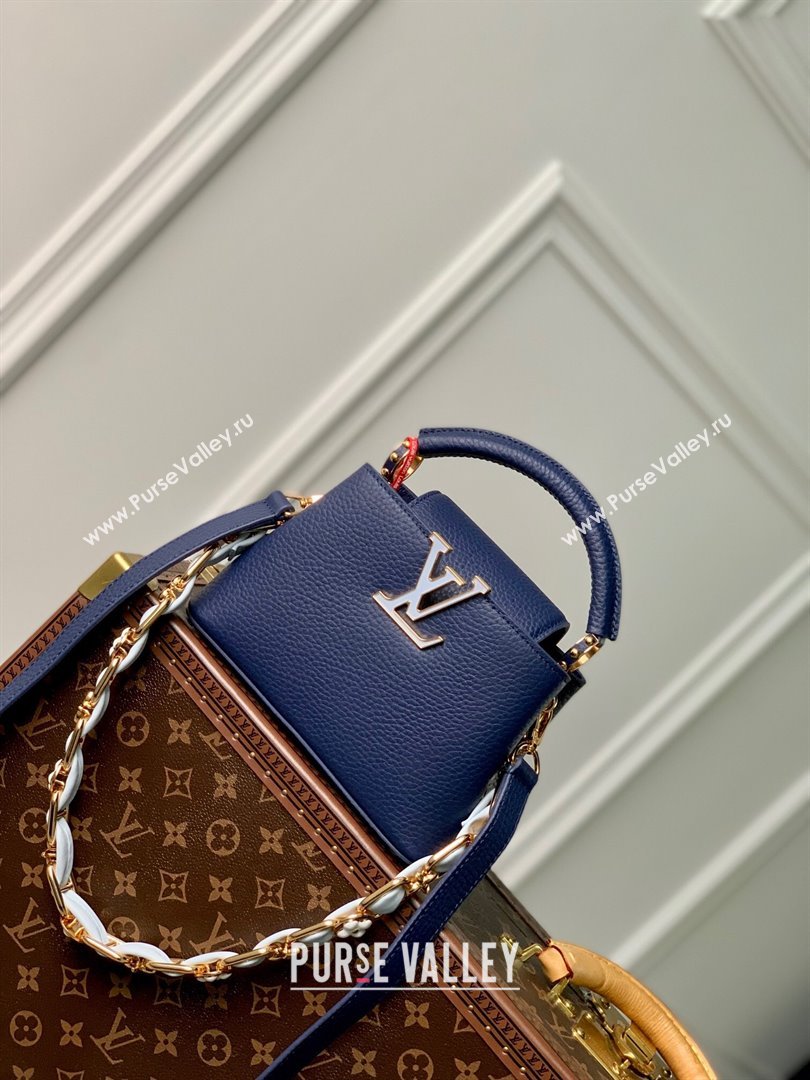 Louis Vuitton Capucines Mini Bag in Taurillon Leather M23363 Blue 2024 (K-24030410)