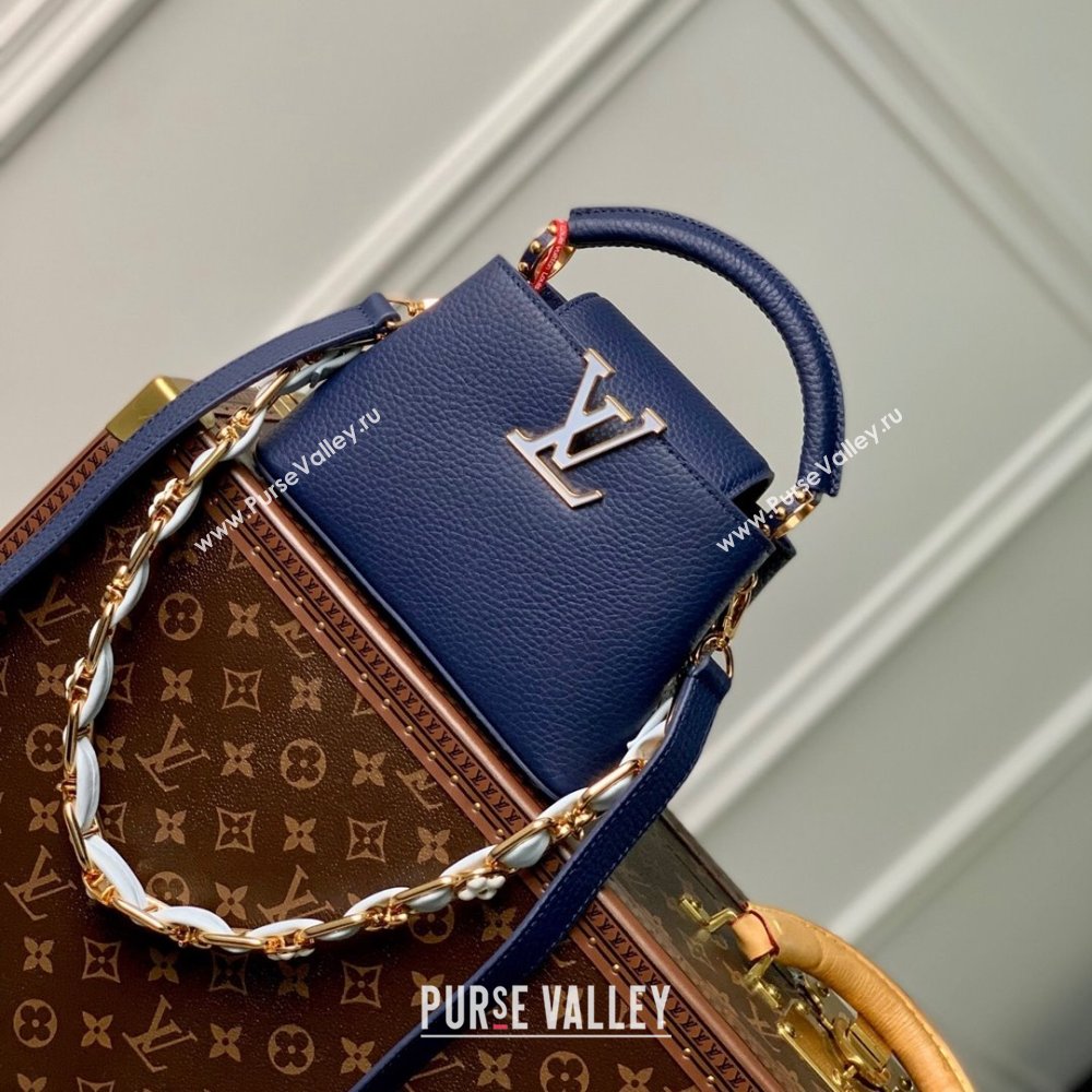 Louis Vuitton Capucines Mini Bag in Taurillon Leather M23363 Blue 2024 (K-24030410)