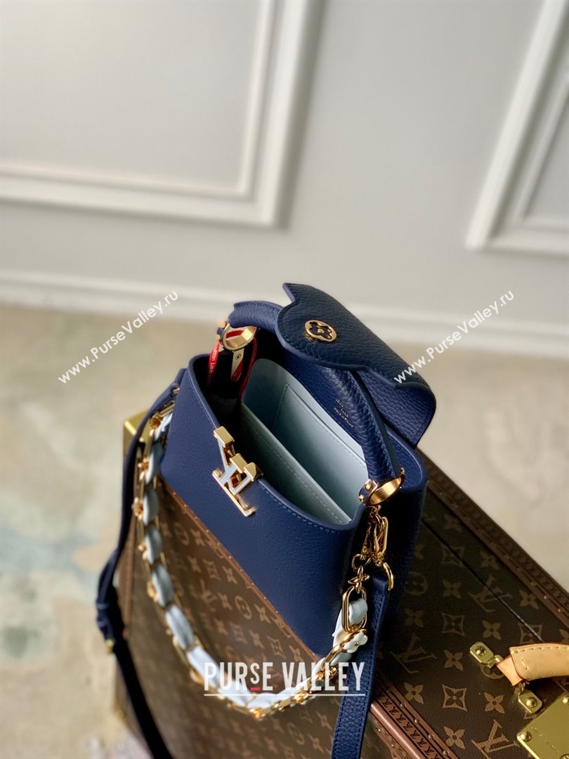 Louis Vuitton Capucines Mini Bag in Taurillon Leather M23363 Blue 2024 (K-24030410)